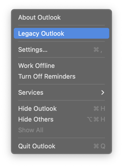 Screenshot of Outlook's File Menu