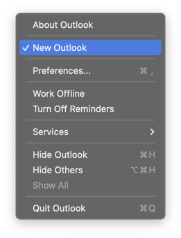 Screenshot of Outlook's File Menu
