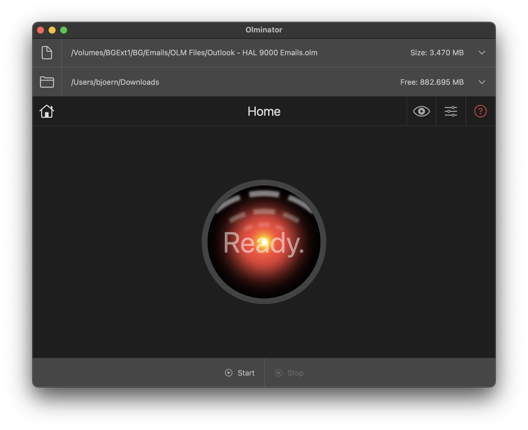 Screenshot of Olminator's HAL eye